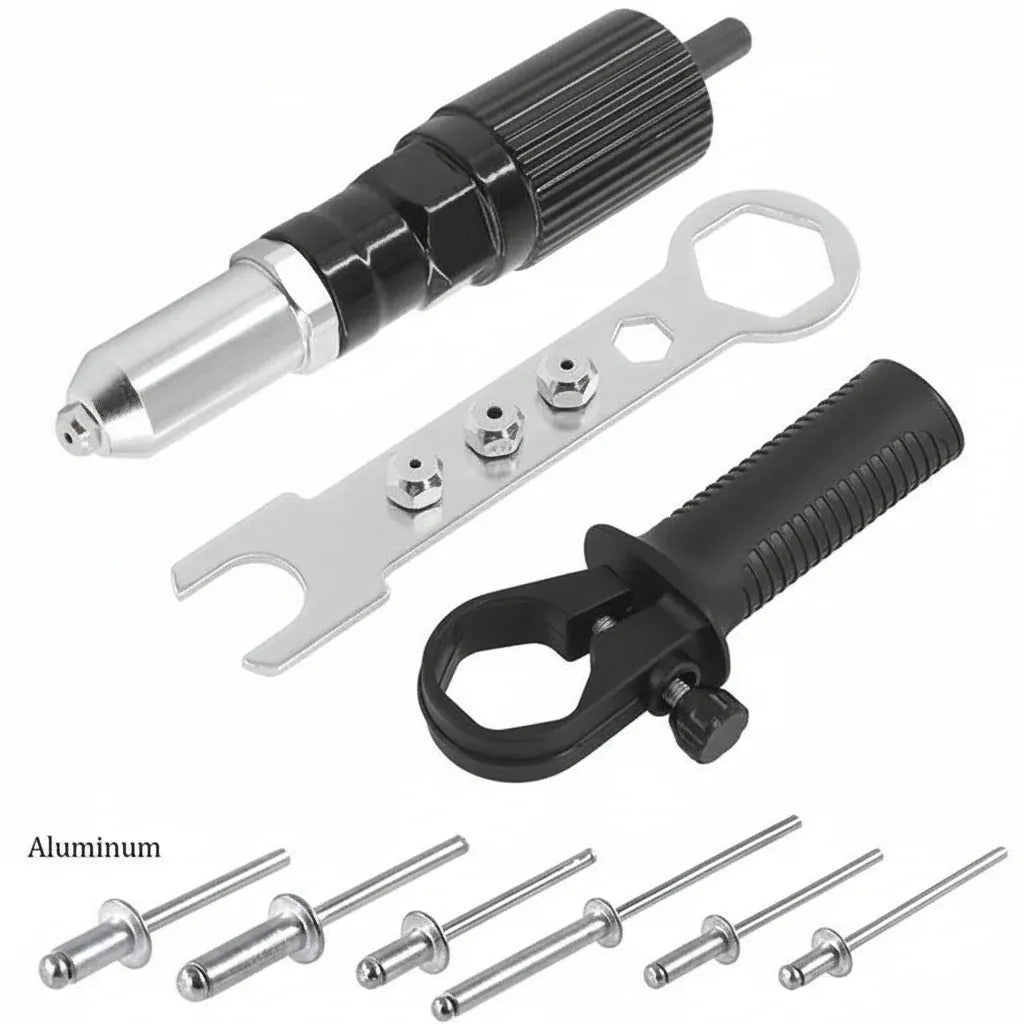 Interchangeable Nozzle Adapter Kit for Rivet Drill Attachment