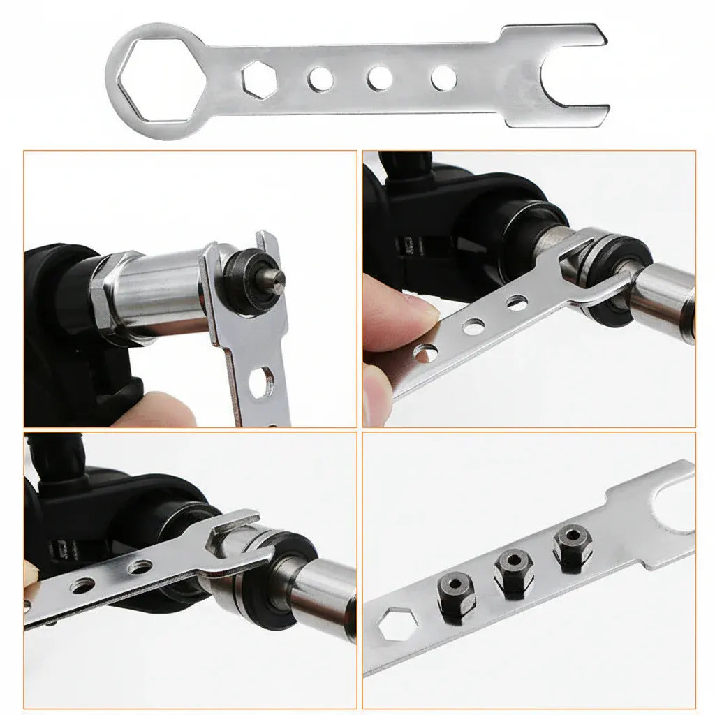 Interchangeable Nozzle Adapter Kit for Rivet Drill Attachment