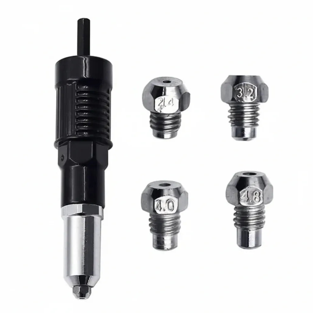 Interchangeable Nozzle Adapter Kit for Rivet Drill Attachment