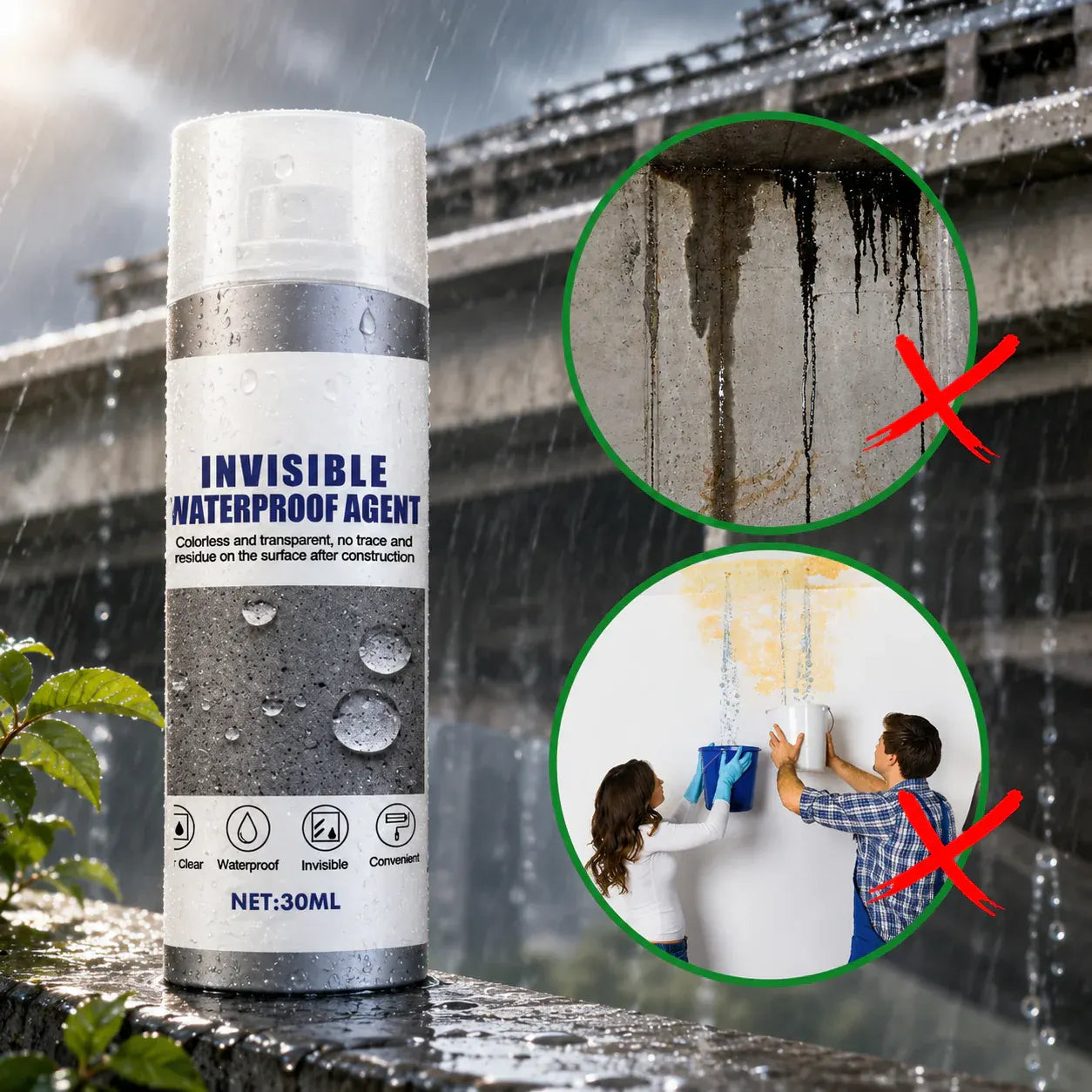 Invisible Waterproof Sealant & Leak Repair Solution