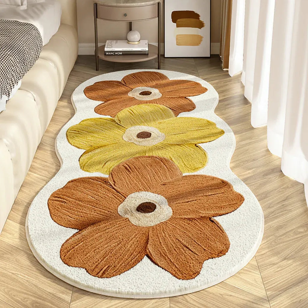 Irregular Floral Soft Area Rug for Bedroom Floor