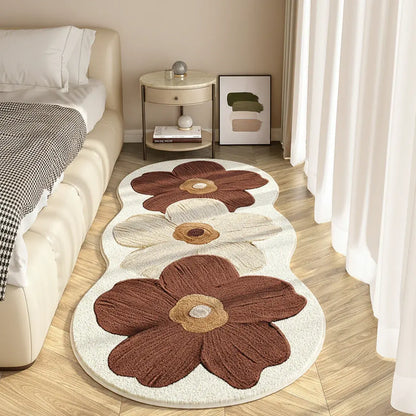 Irregular Floral Soft Area Rug for Bedroom Floor