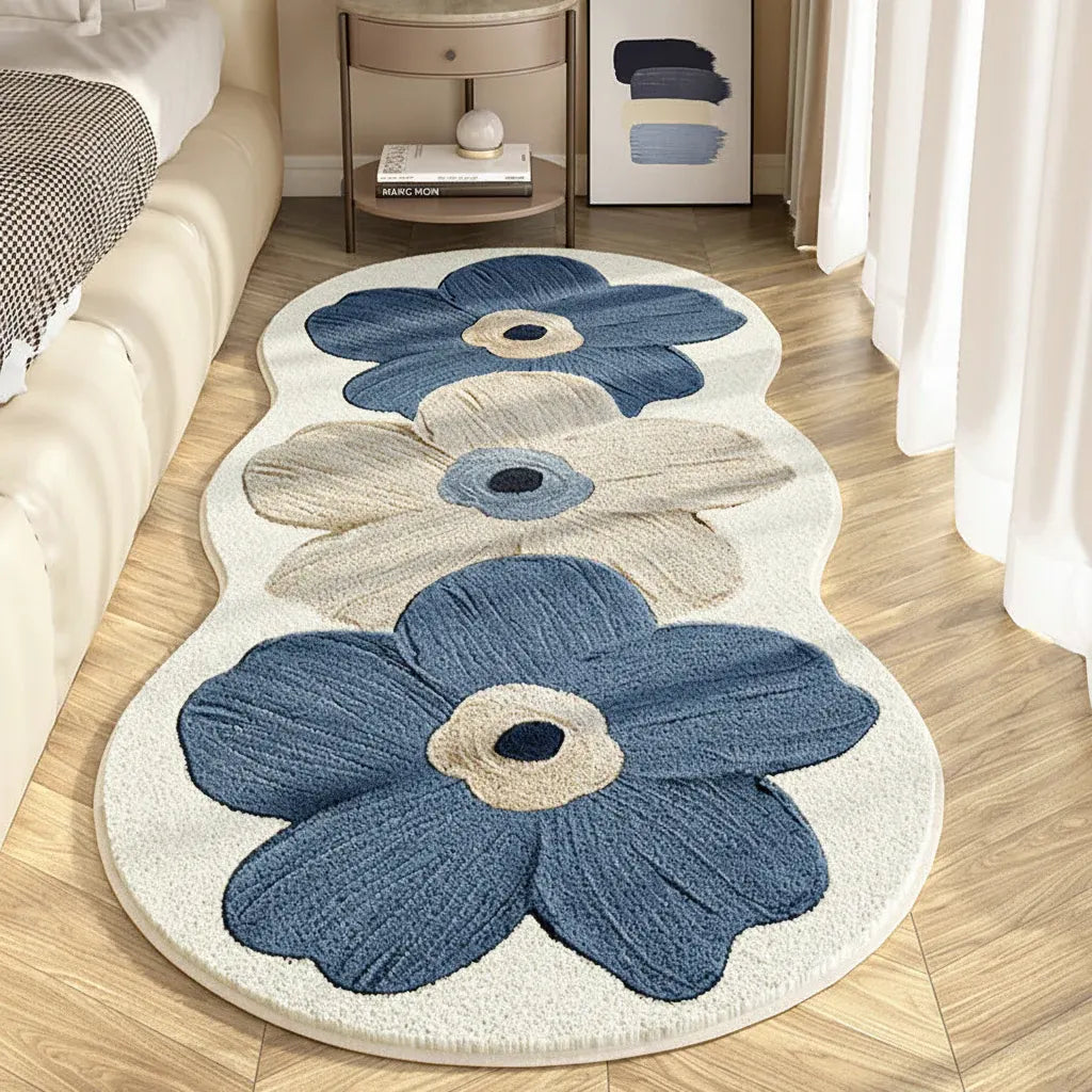 Irregular Floral Soft Area Rug for Bedroom Floor