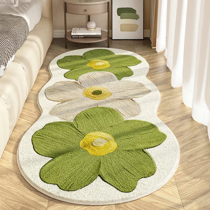 Irregular Floral Soft Area Rug for Bedroom Floor