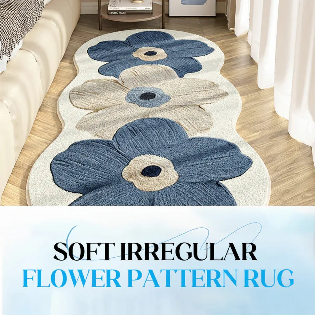 Irregular Floral Soft Area Rug for Bedroom Floor