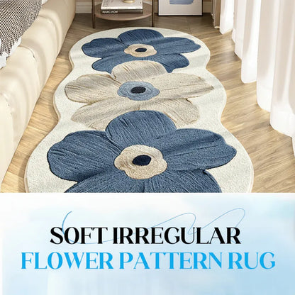 Irregular Floral Soft Area Rug for Bedroom Floor