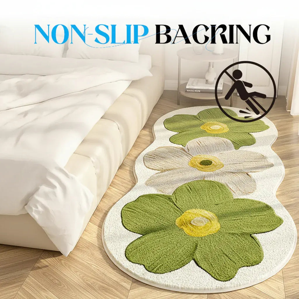 Irregular Floral Soft Area Rug for Bedroom Floor