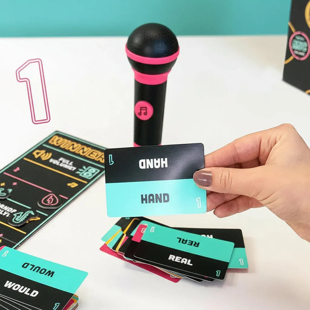 Karaoke Singing Challenge Card Game with Microphone