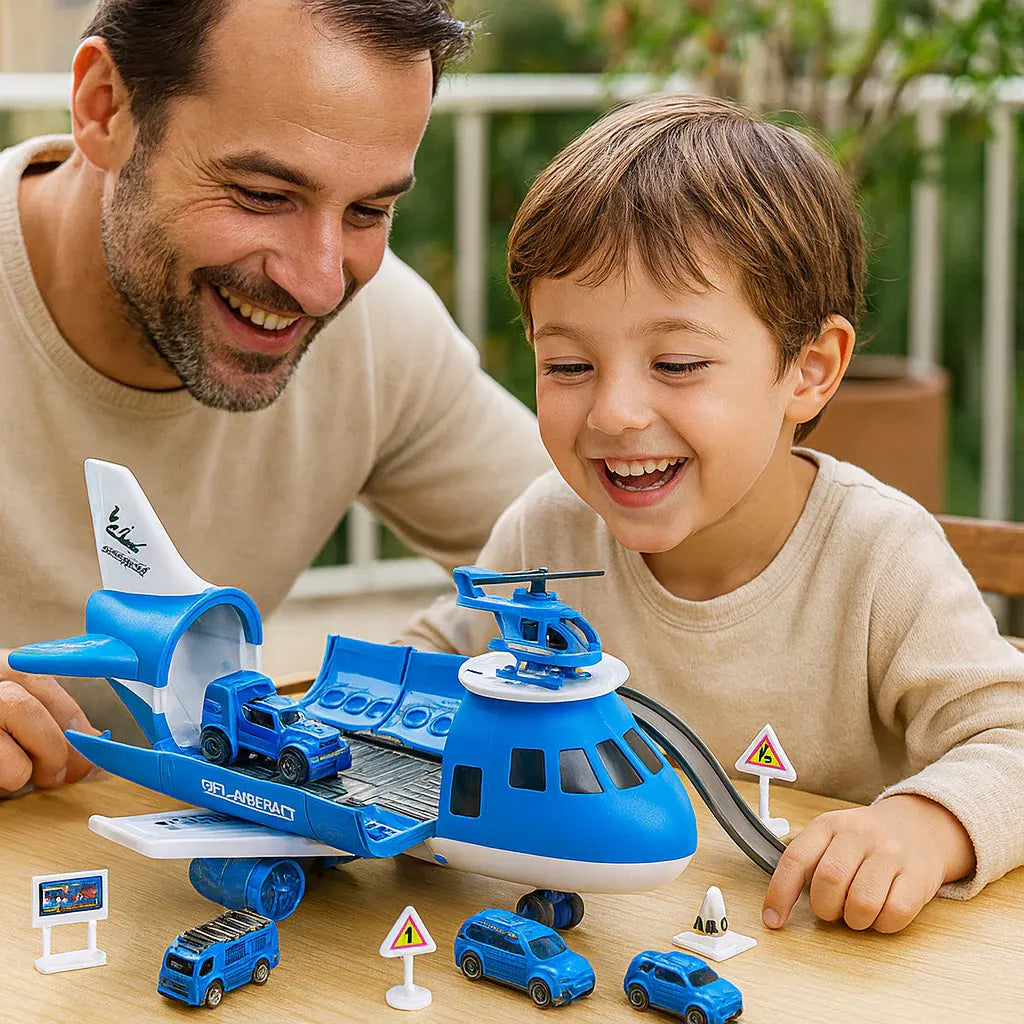 Kids Airplane Vehicle Transport Action Playset