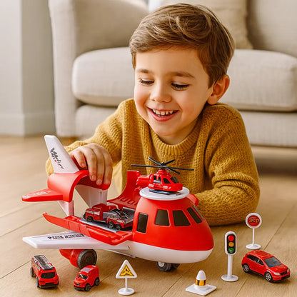 Kids Airplane Vehicle Transport Action Playset