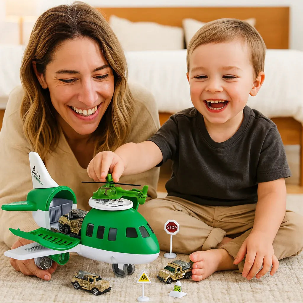 Kids Airplane Vehicle Transport Action Playset