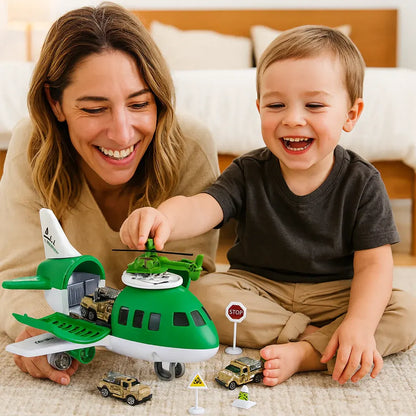 Kids Airplane Vehicle Transport Action Playset