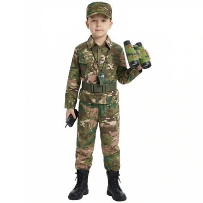 Kids Camouflage Army Soldier Halloween Costume Adventure Outfit Set