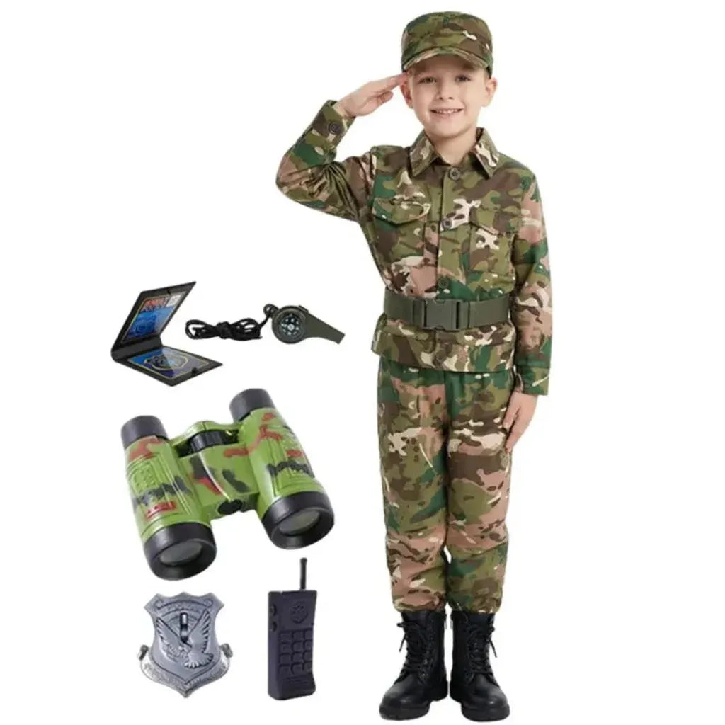 Kids Camouflage Army Soldier Halloween Costume Adventure Outfit Set