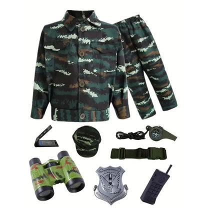 Kids Camouflage Army Soldier Halloween Costume Adventure Outfit Set