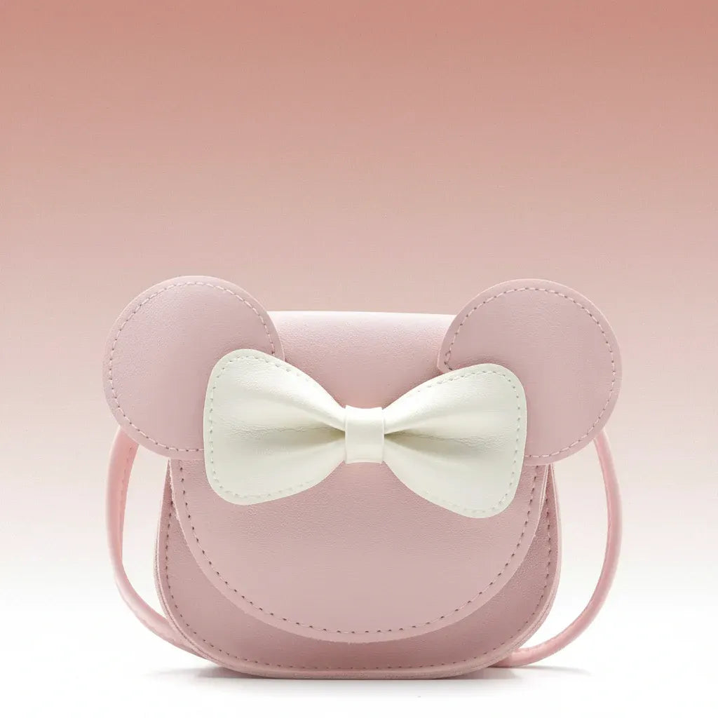 Kids Cute Mouse Bow Crossbody Mini PU Handbag for Girls