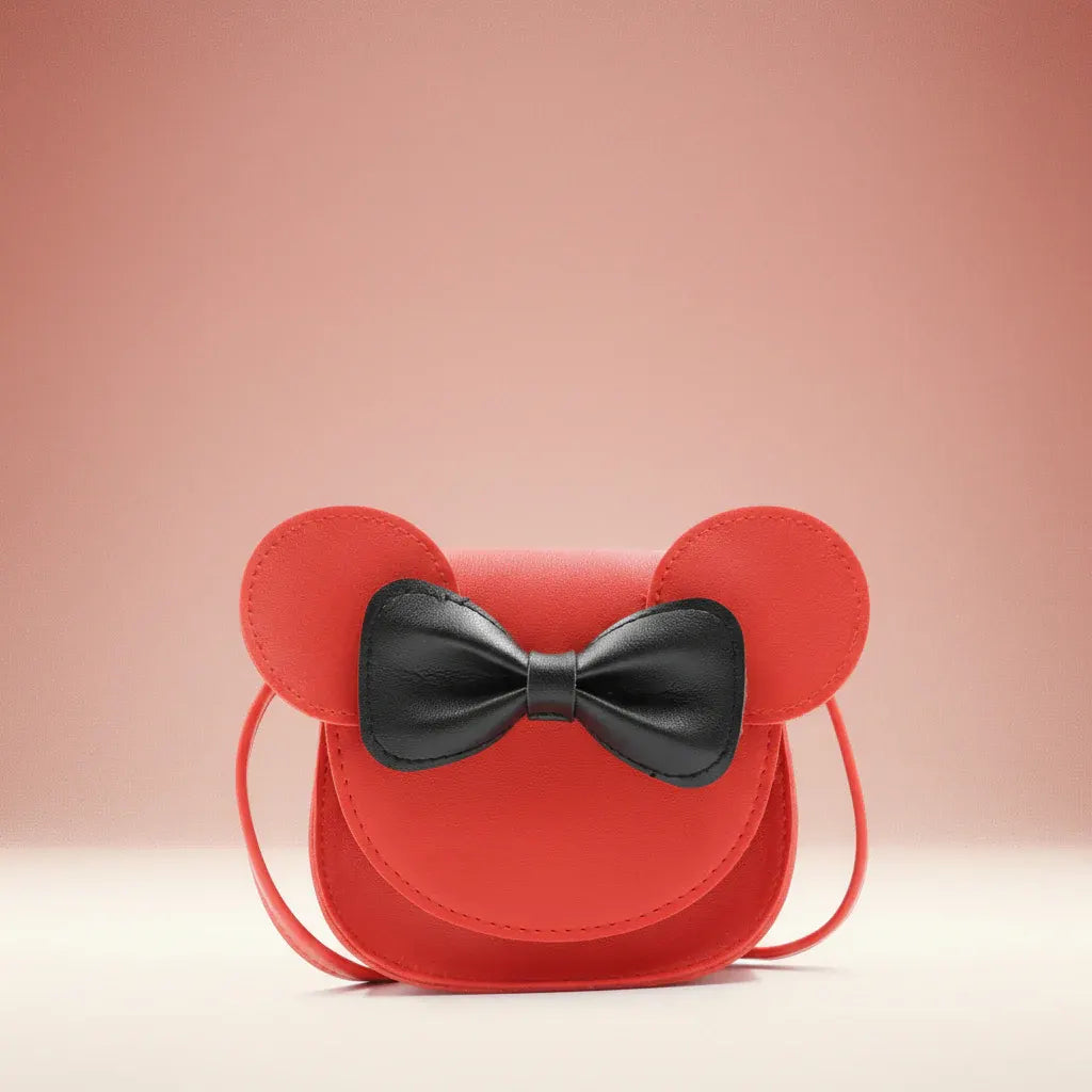Kids Cute Mouse Bow Crossbody Mini PU Handbag for Girls
