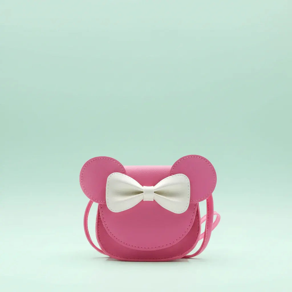 Kids Cute Mouse Bow Crossbody Mini PU Handbag for Girls