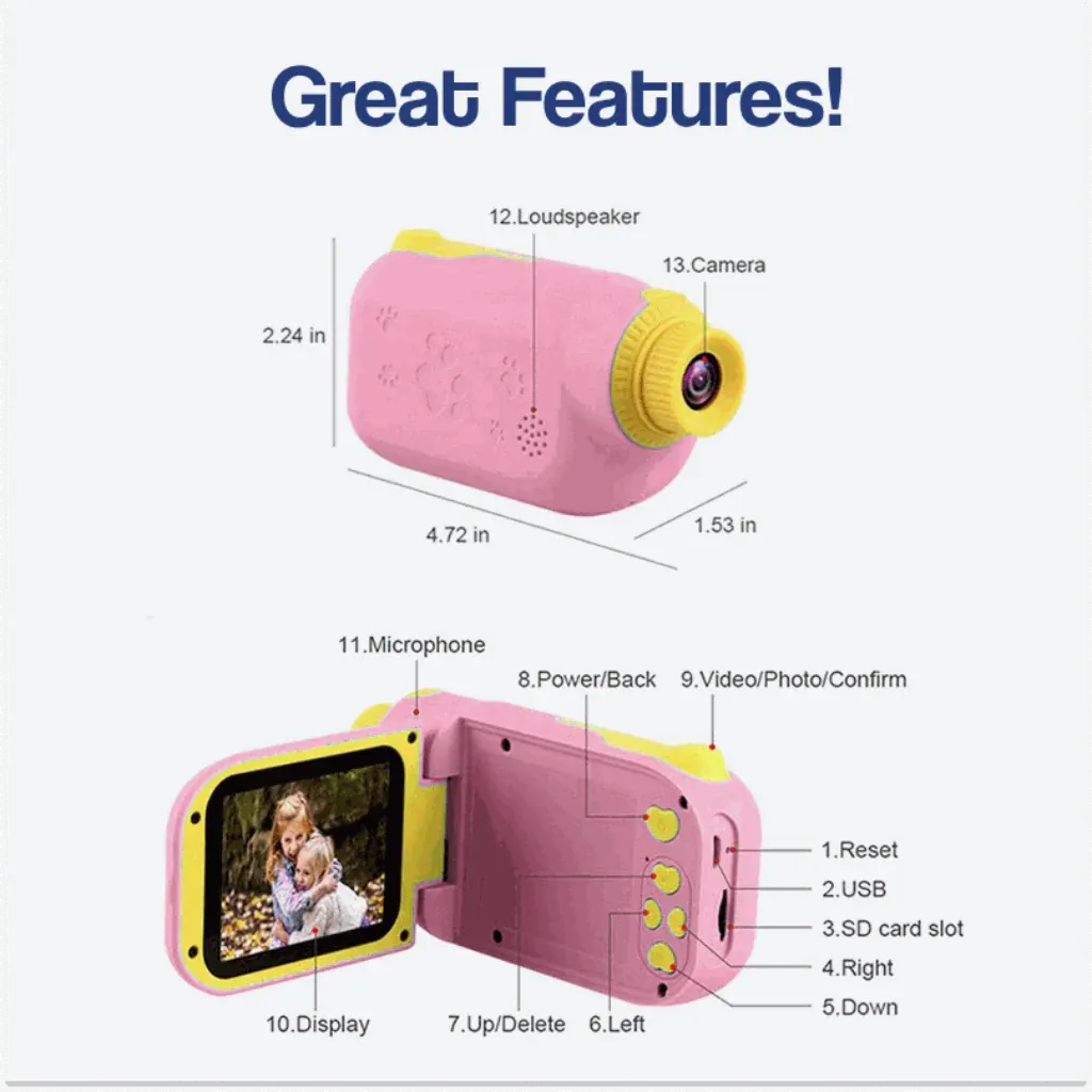 Kids Digital Camera Toy with Educational Video Recorder Function