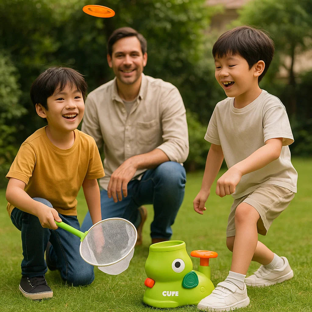 Kids Frisbee Launcher Net Game Set - Active Outdoor Catch & Play Toy