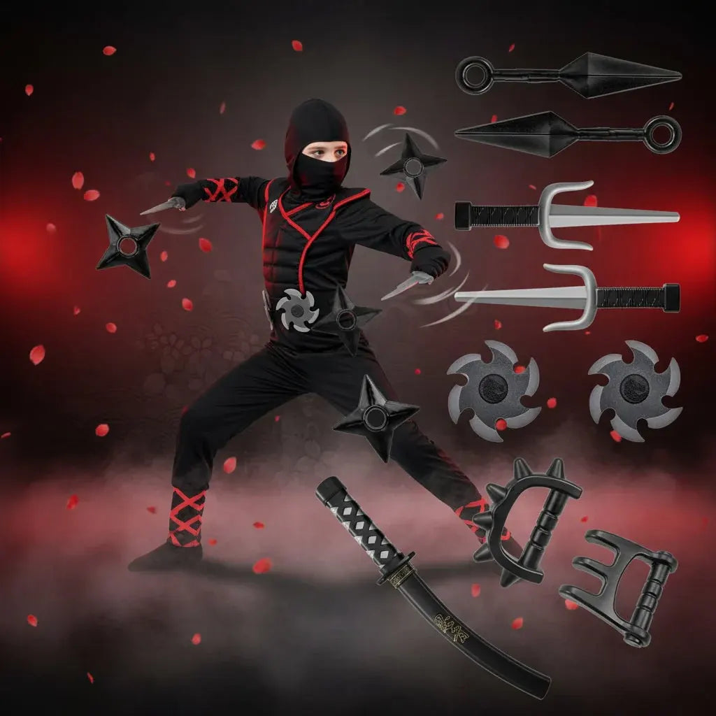 Kids Ninja Halloween Costume Outfit Set
