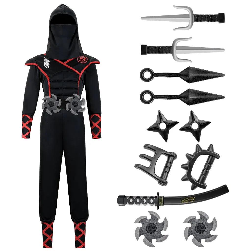 Kids Ninja Halloween Costume Outfit Set
