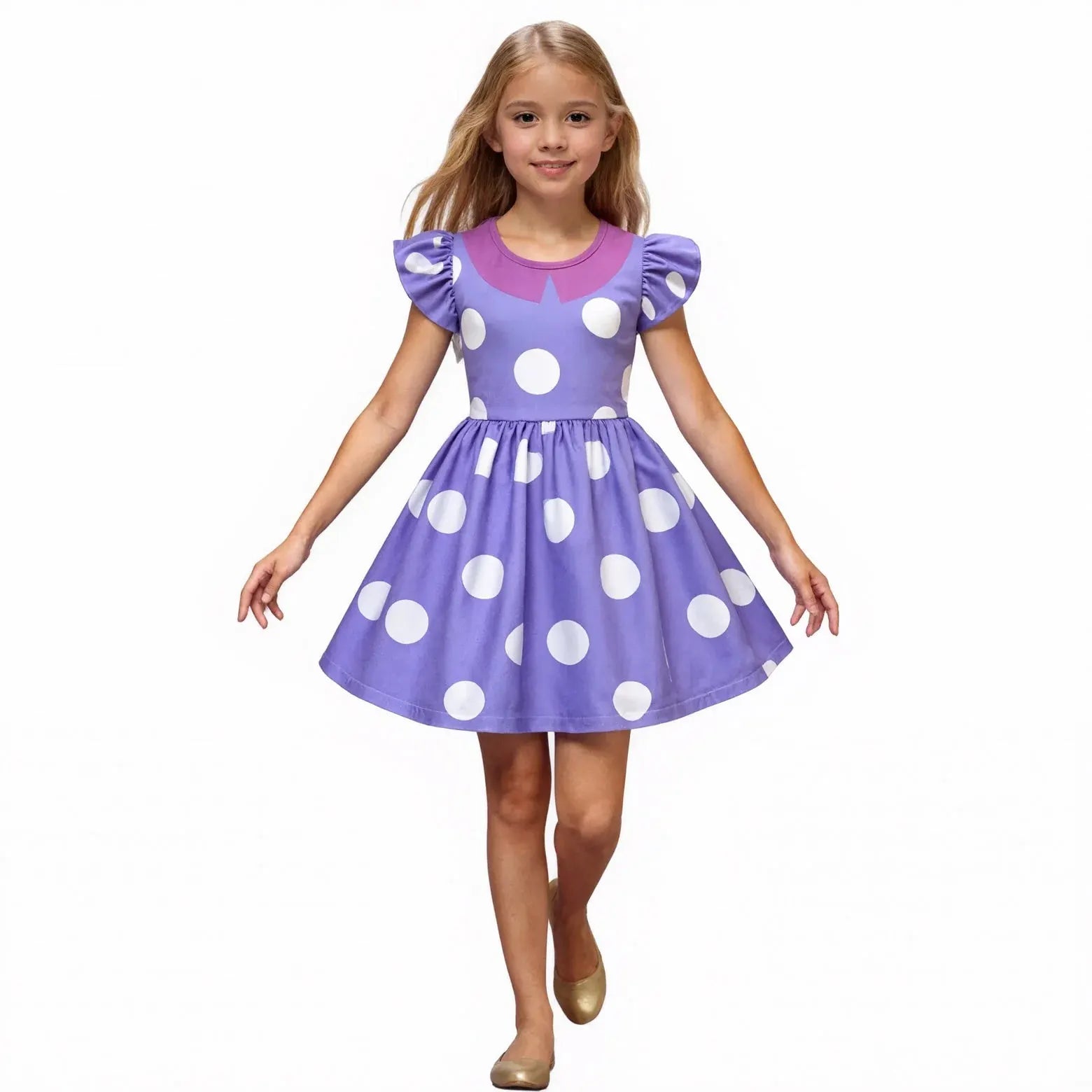 Kids Polka Dot Ruffle Halloween Party Dress Costume Outfit