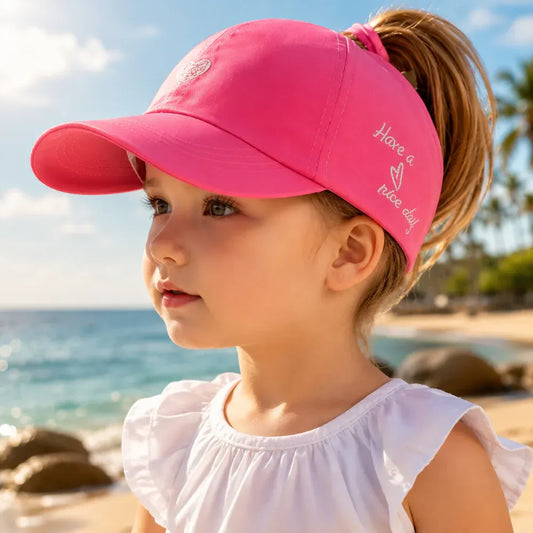 Kids Ponytail Baseball Cap with Sun Protection for Summer