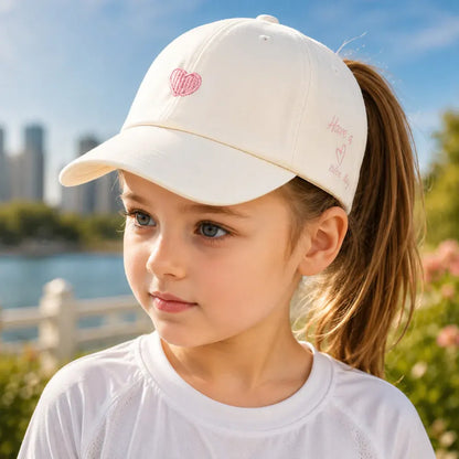 Kids Ponytail Baseball Cap with Sun Protection for Summer