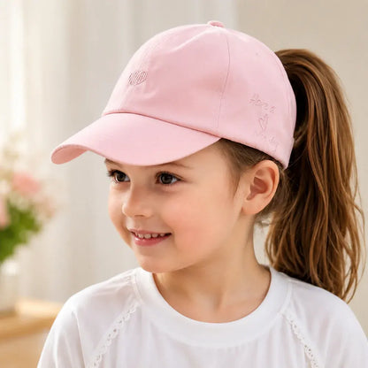 Kids Ponytail Baseball Cap with Sun Protection for Summer