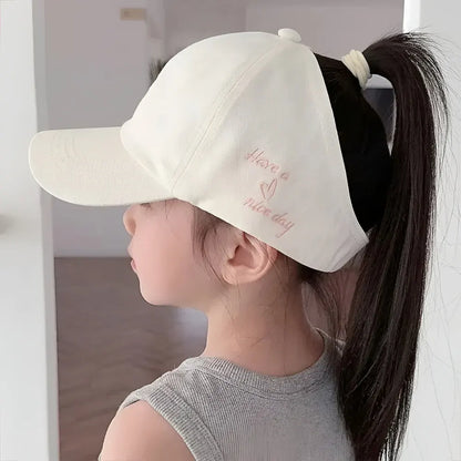 Kids Ponytail Baseball Cap with Sun Protection for Summer