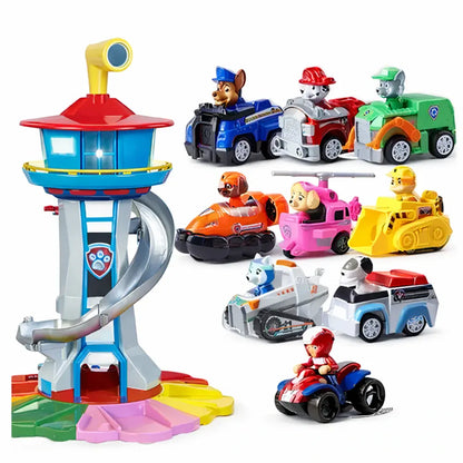 Kids Racing Car Track with Slide Tower Playset