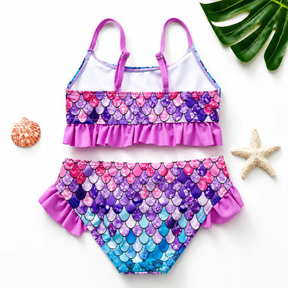 Kids Ruffle Two-Piece Bikini Swimwear for Girls