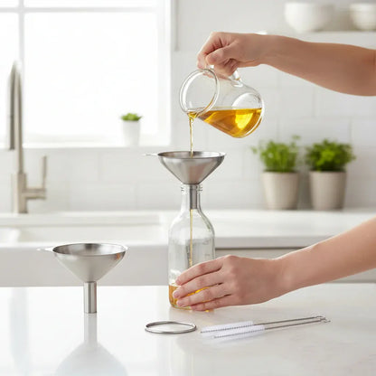 Kitchen Funnel Set of 3 Stainless Steel Sizes for Bottles & Spices