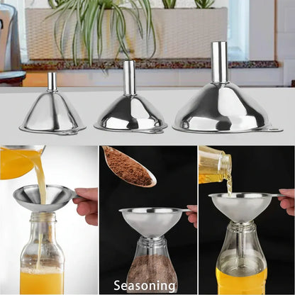 Kitchen Funnel Set of 3 Stainless Steel Sizes for Bottles & Spices
