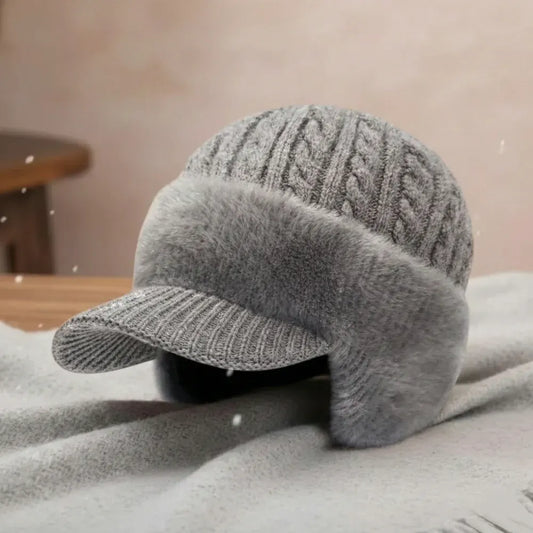 Knit Trapper Cap with Ear Flaps for Cold Weather Wear