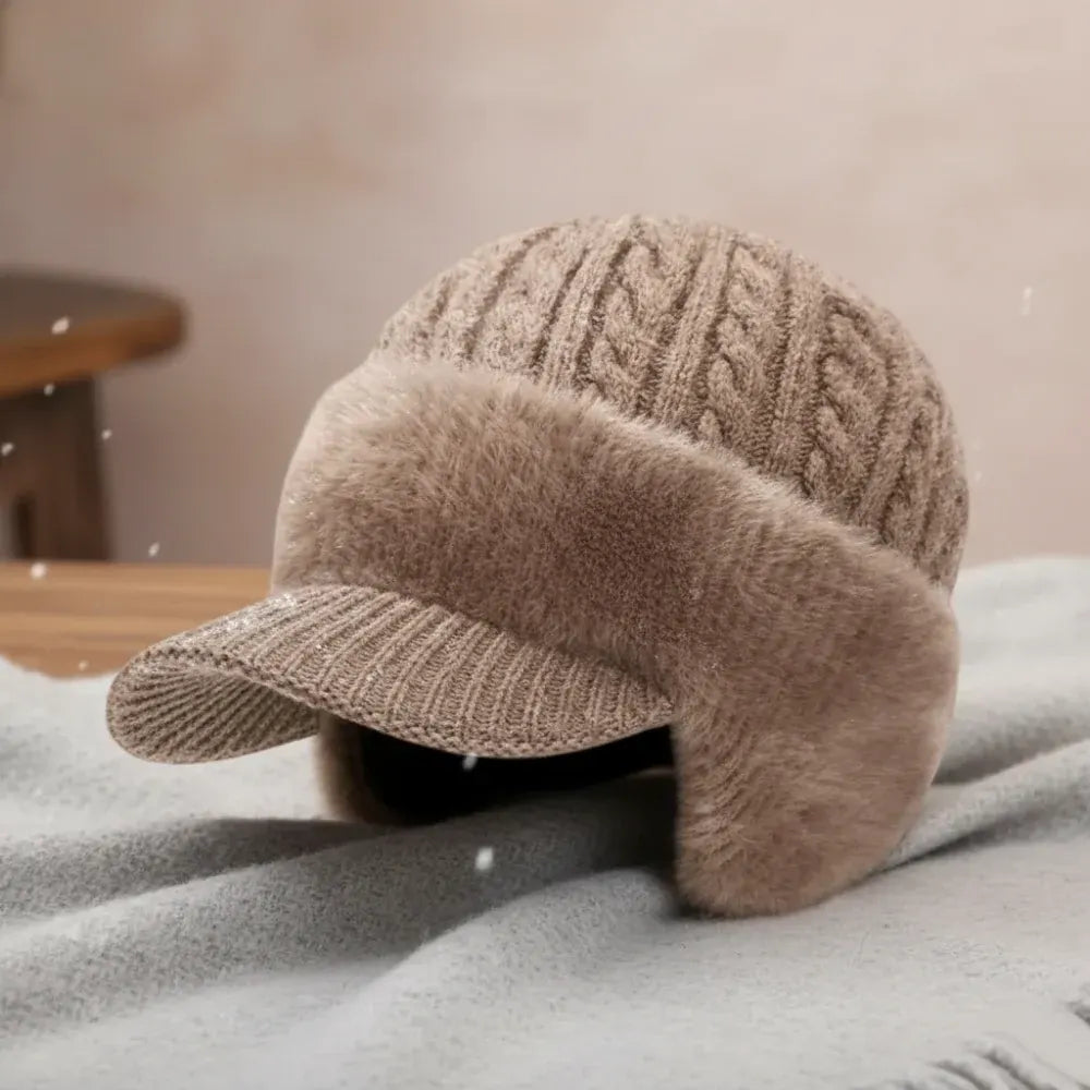 Knit Trapper Cap with Ear Flaps for Cold Weather Wear