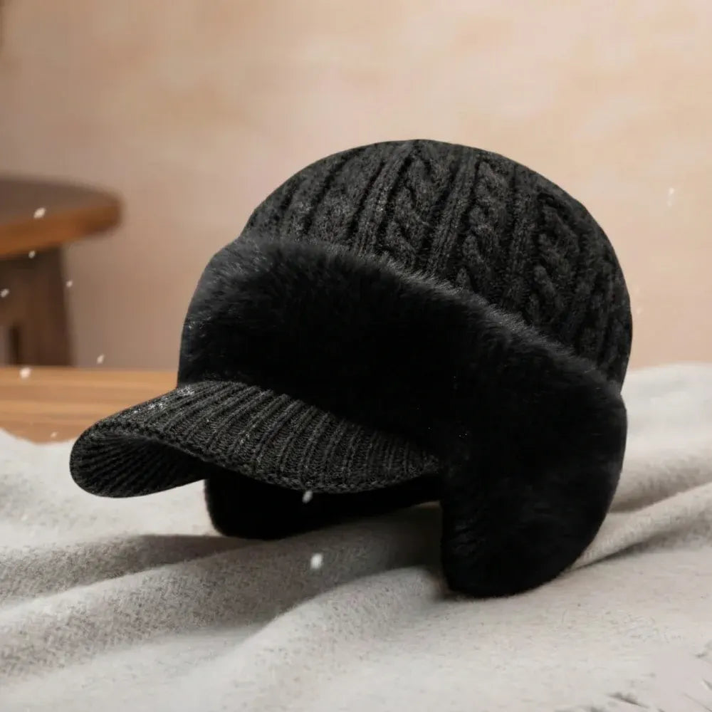 Knit Trapper Cap with Ear Flaps for Cold Weather Wear