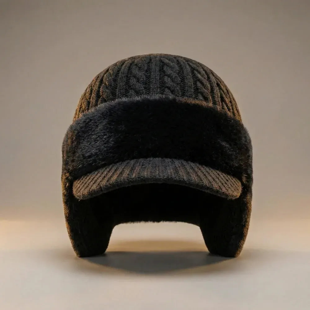 Knit Trapper Cap with Ear Flaps – Warm Winter Outdoor Headwear