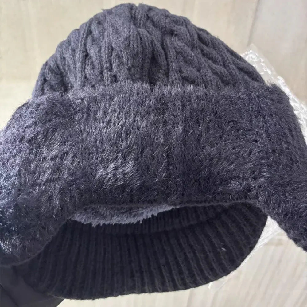 Knitted Trapper Hat with Ear Flaps for Cold Weather
