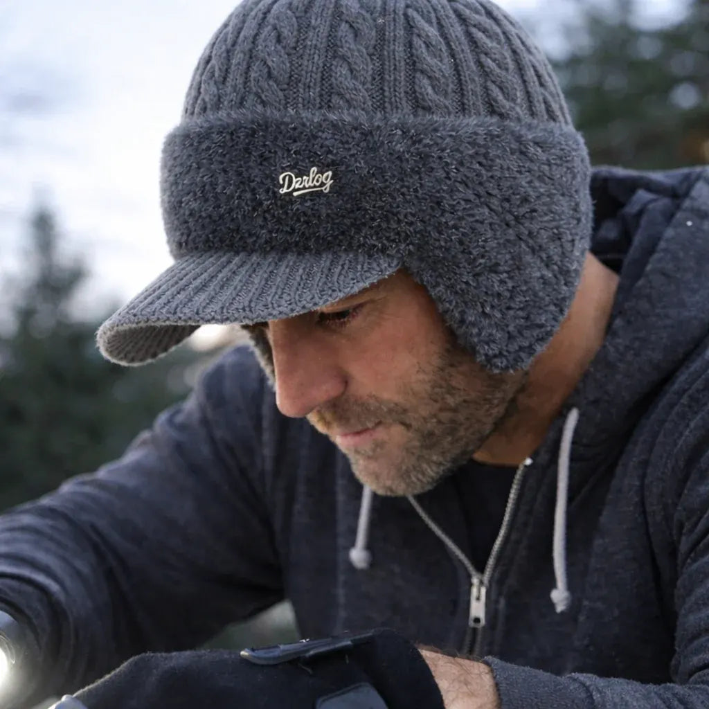 Knitted Trapper Hat with Ear Flaps for Cold Weather