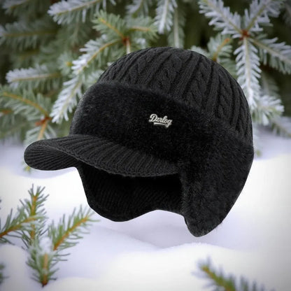 Knitted Trapper Hat with Ear Flaps for Cold Weather