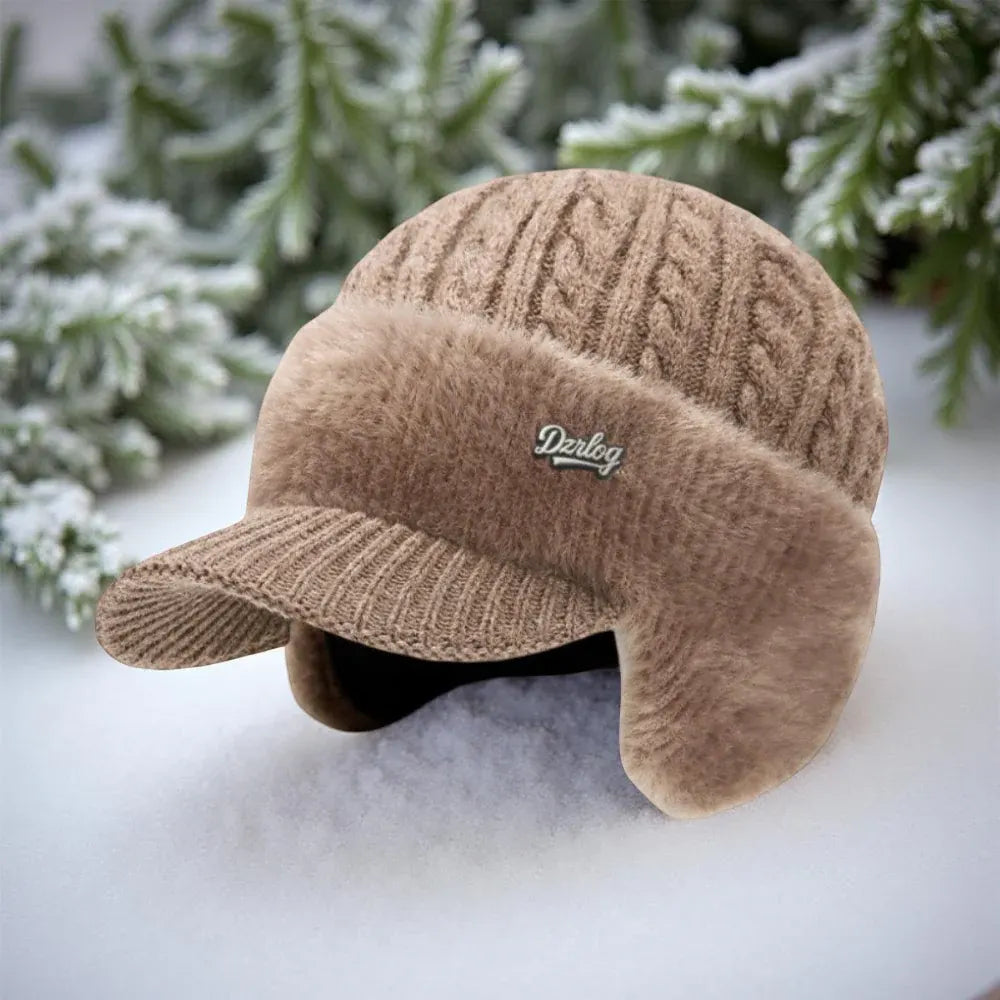 Knitted Trapper Hat with Ear Flaps for Cold Weather