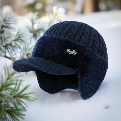 Knitted Trapper Hat with Ear Flaps for Cold Weather