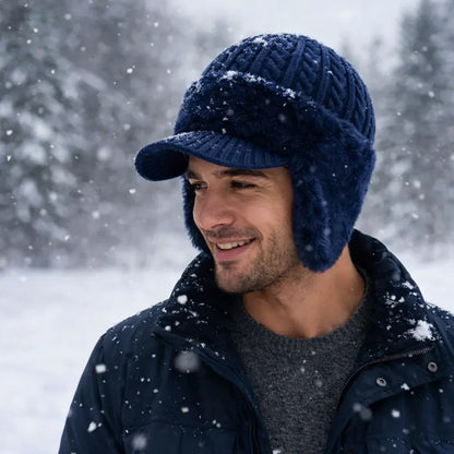 Knitted Trapper Hat with Ear Flaps for Cold Weather