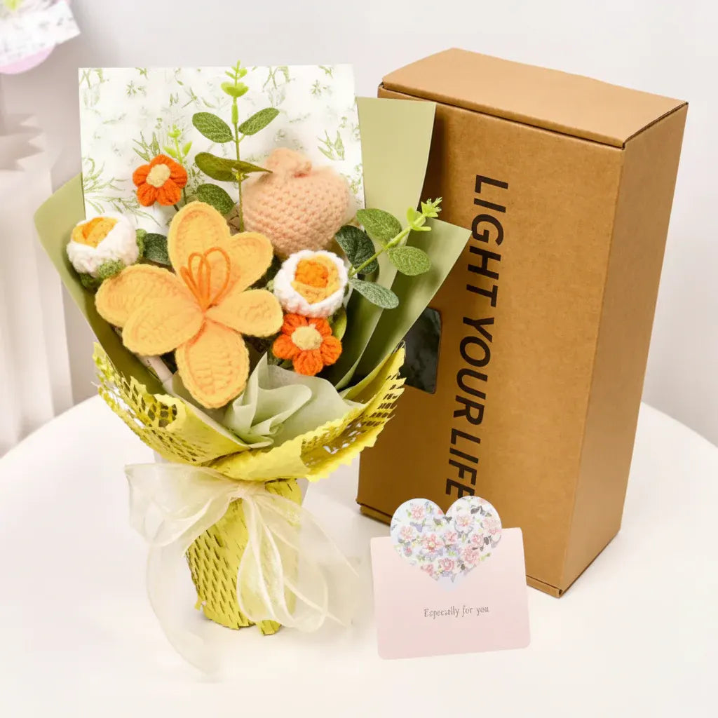 Knitted Tulip Flower Bouquet Handmade Home Decor Display
