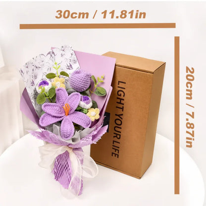 Knitted Tulip Flower Bouquet Handmade Home Decor Display