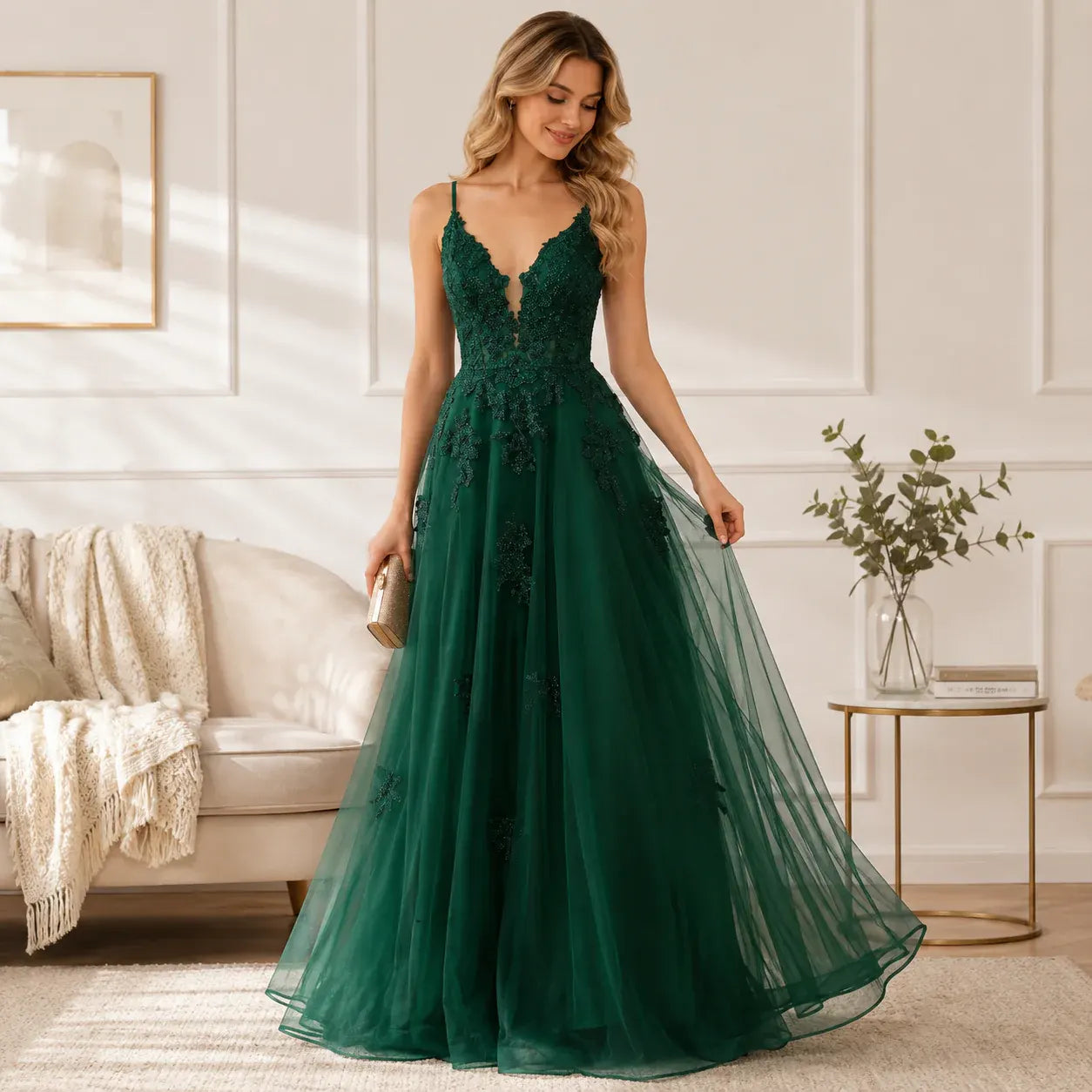 Lace-Up Formal Evening Gown for Women's Prom Occasions