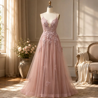 Lace-Up Formal Evening Gown for Women's Prom Occasions