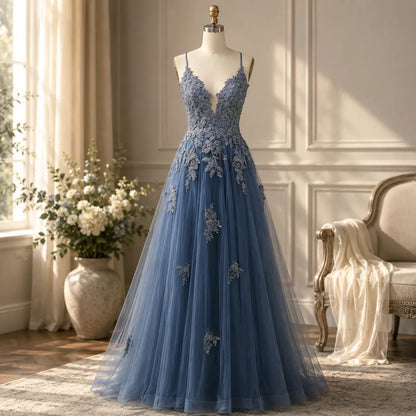 Lace-Up Formal Evening Gown for Women's Prom Occasions